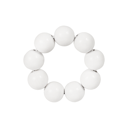 Candlering large w. beads shiny white
