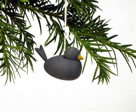 DecoBird small darkgrey w. ribbon