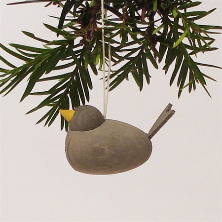 DecoBird small warm grey with ribbon