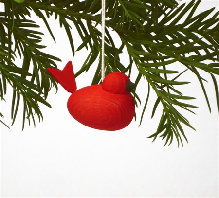 DecoBird small red with ribbon