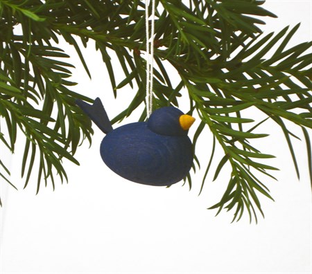 DecoBird small darkblue w. ribbon