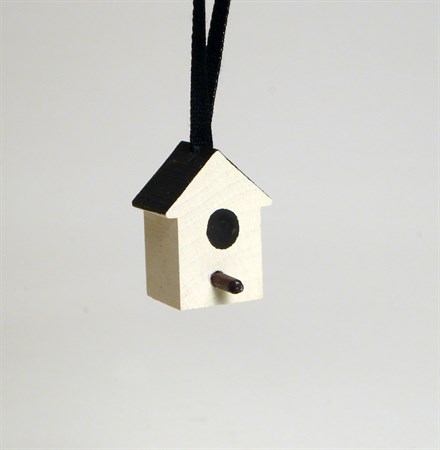 Birdhouse with ribbon white