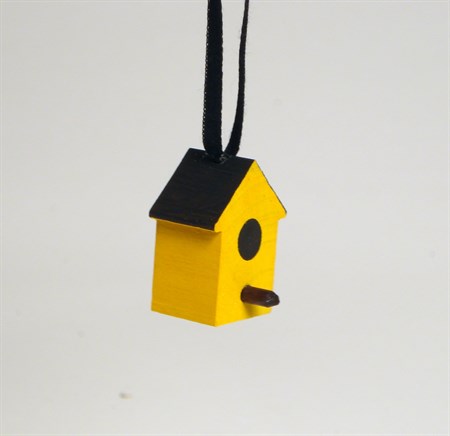 Birdhouse with ribbon yellow