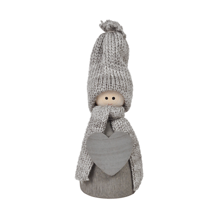 Tomte med hjärta grå 120 mm