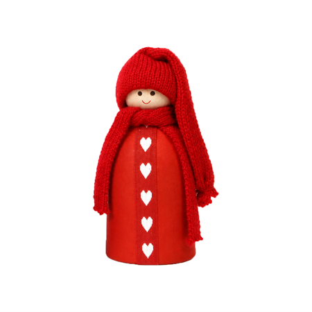 Tomte med hjärtband mellan, röd