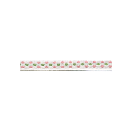 Ribbon 12 mm white/pink/l.gree