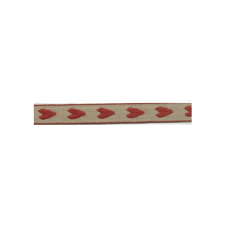 Ribbon 12 mm nat, hearts d.red