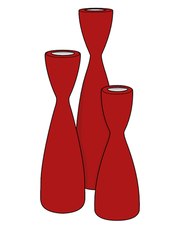 Candlesticks Trio, red, pkg